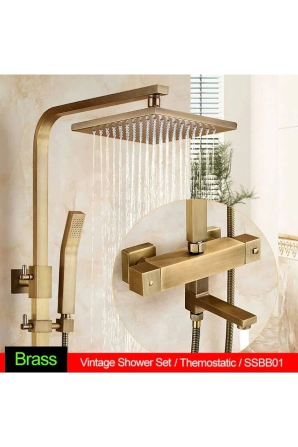 Banyo Bataryası Duş Seti Antik Bronz Termostatlı Yeni Ürün 5 Yıl Garantili Yeni Model ürün görseli