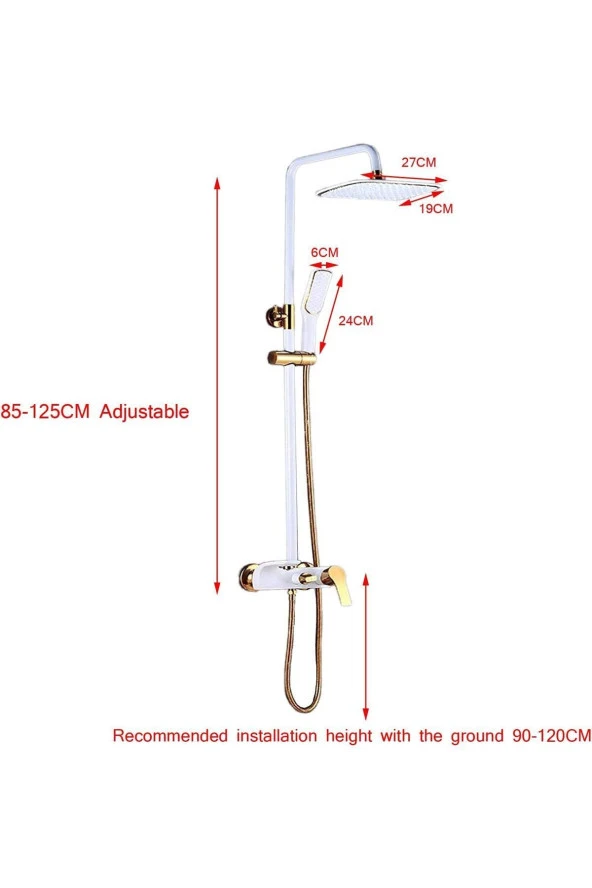 Banyo Bataryası Duş Seti Altın Dore Beyaz - Resim 6