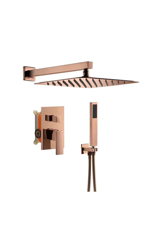 Banyo Bataryası Ankastre Duş Seti Rose Yeni Kare Model Sıva Altı Dahil 30x30 Tepe Duş 5 Yıl Garanti - Resim 5