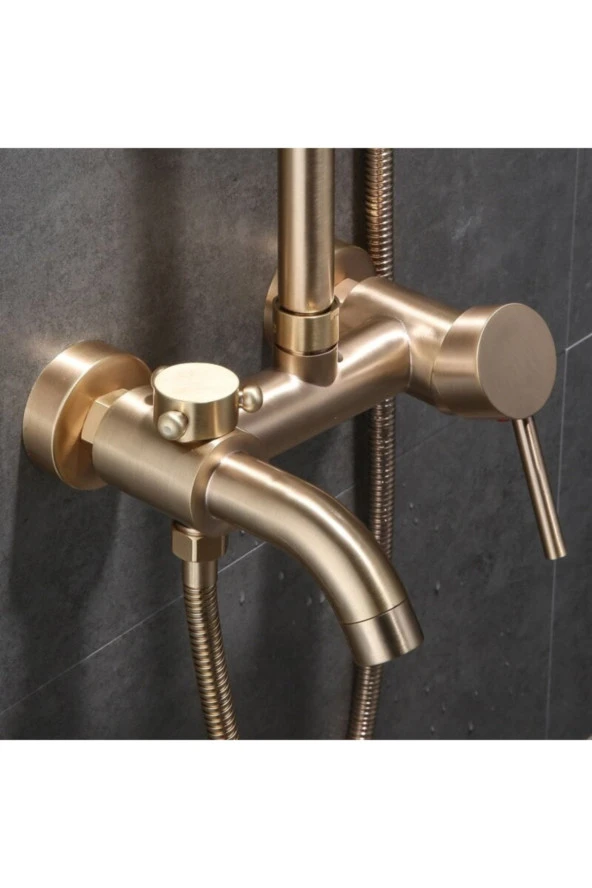 Banyo Bataryası Duş Seti Mat Gold Özel Seri Yeni Model 5 Yıl Garantili - Resim 3