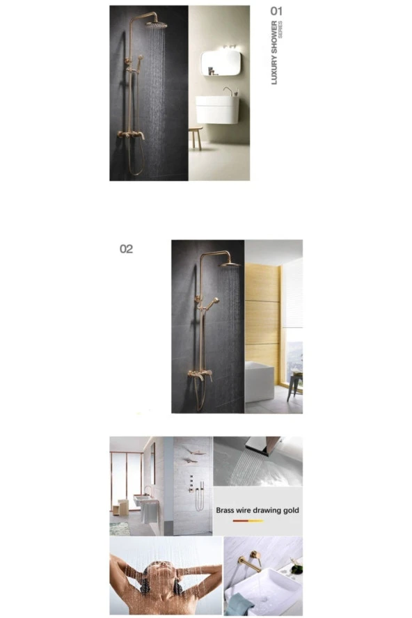 Banyo Bataryası Duş Seti Mat Gold Özel Seri Yeni Model 5 Yıl Garantili - Resim 6