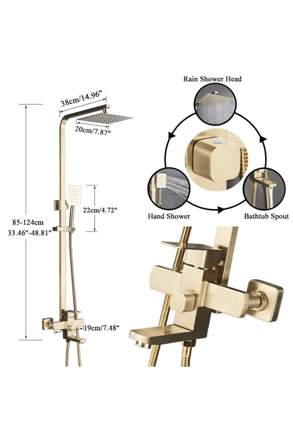Banyo Bataryası Duş Seti Mat Gold Özel Seri Yeni Model 5 Yıl Garantili. - 6