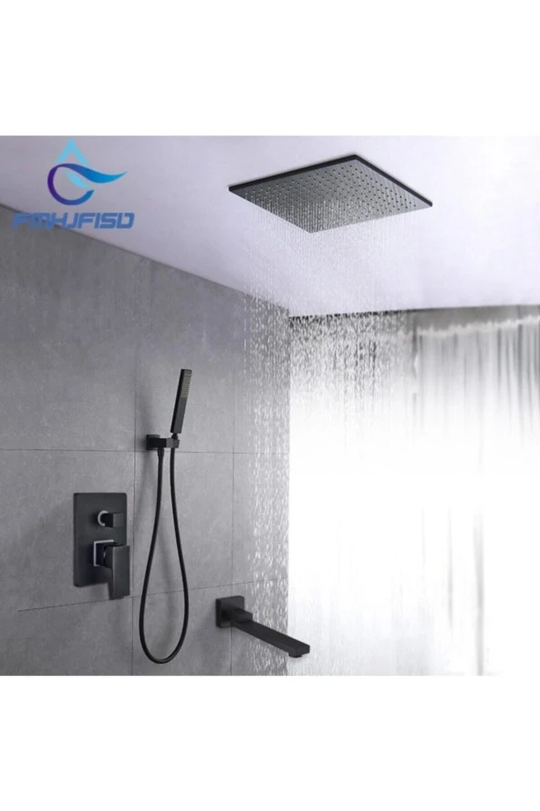 Banyo Bataryası Ankastre Duş Seti Mat Siyah 30x30 Tepe Duş Yeni Ürün 7 Yıl Garantili ürün görseli