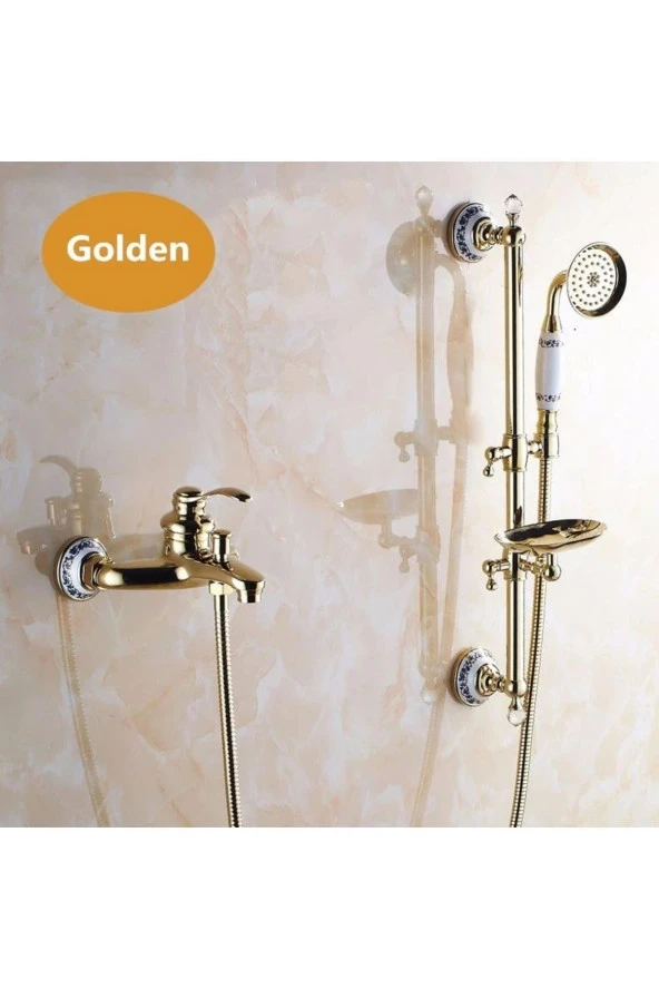 Banyo Altın Dore Duş Seti Özel Taşlı Yeni Model..!!! Adınıza Faturalı 5yıl Garantili Ürün - 2