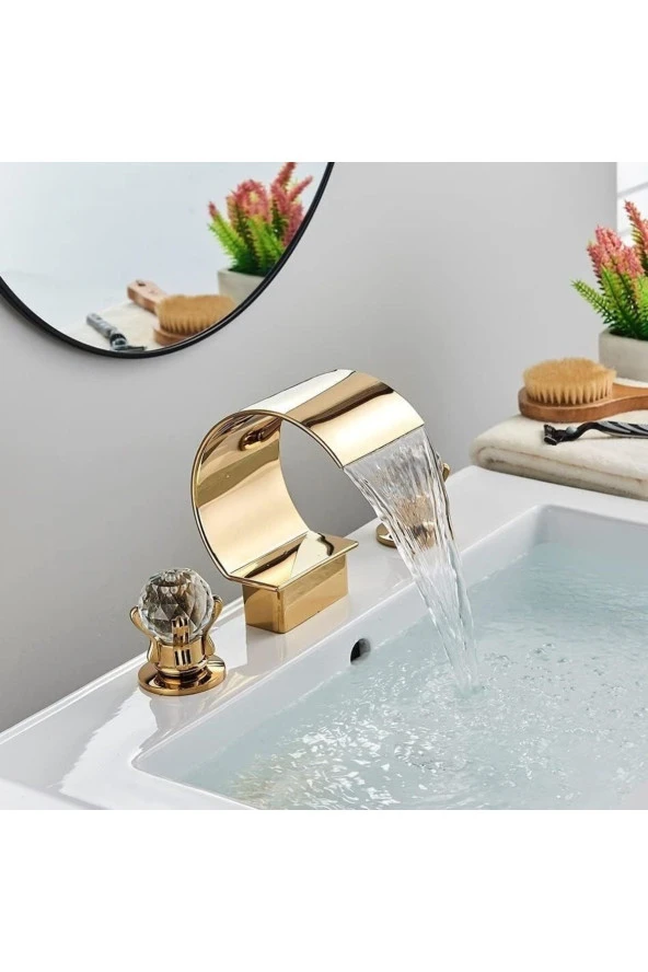 Banyo Lavabo Küvet Jakuzi Bataryası Ankastre Gold Altın Dore Yeni Şelale 7 Yıl Garantili - Resim 2