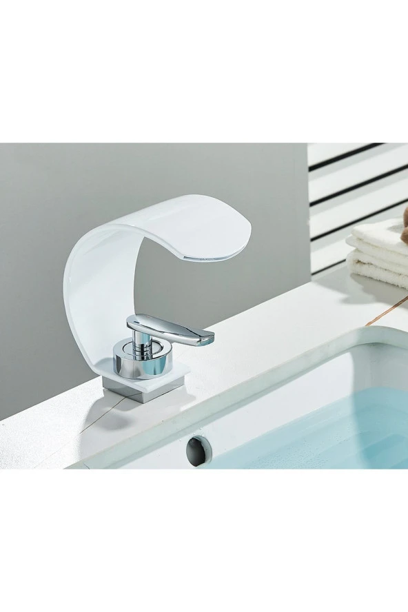 BANYO LAVABO BATARYASI BEYAZ/KROM ŞELALE 5 YIL GARANTİLİ İTHAL YENİ OVAL TASARIM. - 2
