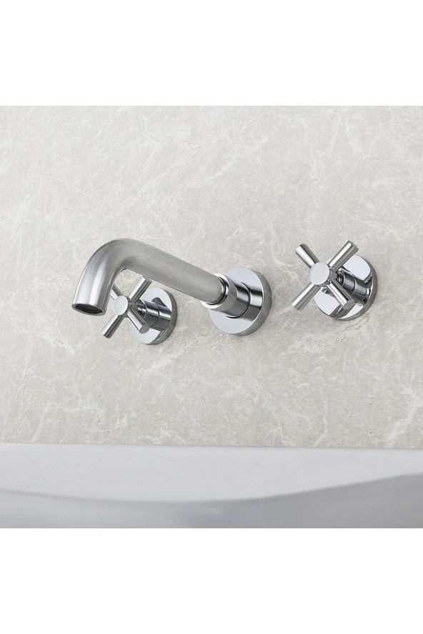 Banyo Lavabo Bataryası Ankastre Krom Set Ithal 5 Yıl Garantili Sıva Altı Dahil - 2