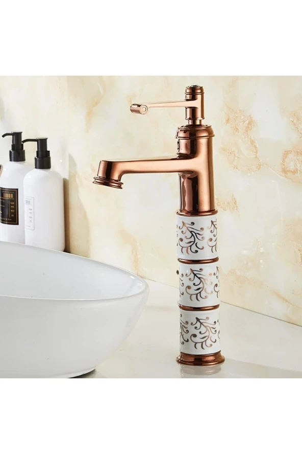 Banyo Çanak Lavabo Bataryası Rose Renk Seramikli Model 5 Yıl Garantili Ithal - Resim 3