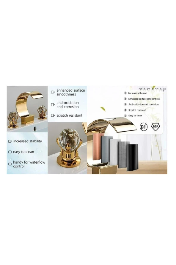 Banyo Lavabo Küvet Jakuzi Bataryası Ankastre Gold Altın Dore Yeni Şelale 7 Yıl Garantili - Resim 6