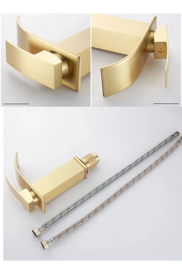Banyo Lavabo Bataryası Şelale Mat Gold Modeli Yeni Tasarım Ürünü 7 Yıl Garantili - 5