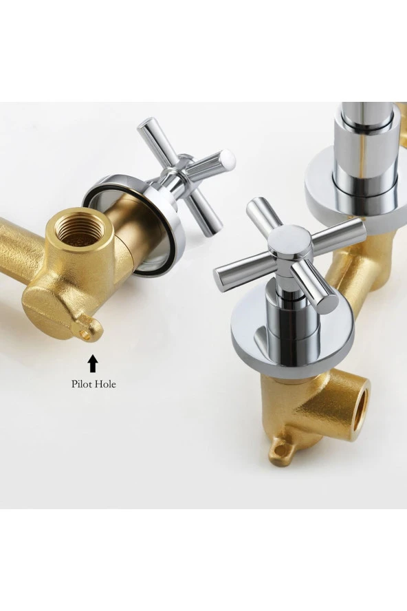 Banyo Lavabo Bataryası Ankastre Krom Set Ithal 5 Yıl Garantili Sıva Altı Dahil - 5