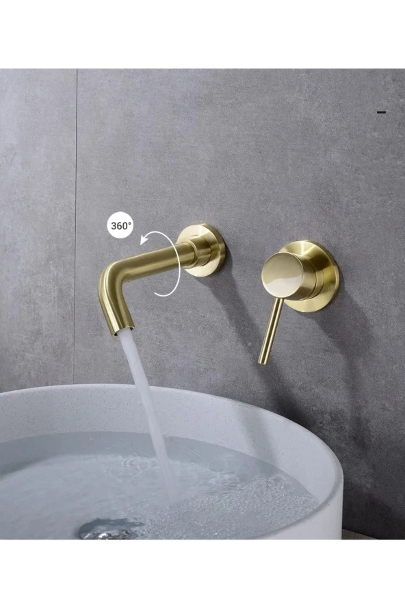 Banyo Lavabo Bataryası Ankastre Mat Gold Yeni Sıva Altı Dahil 5 Yıl Garantili. - 4