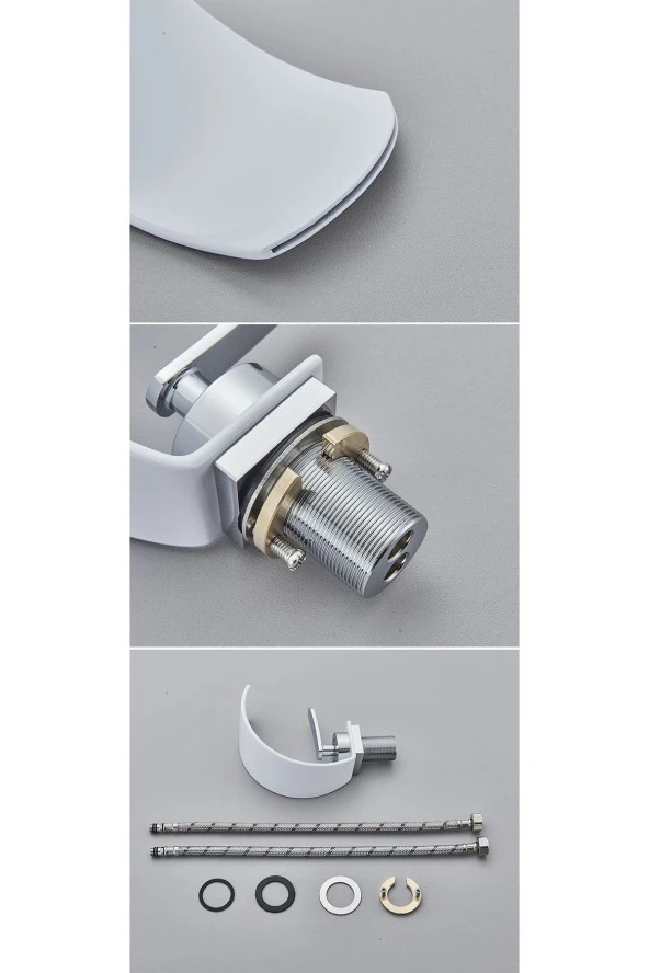 BANYO LAVABO BATARYASI BEYAZ/KROM ŞELALE 5 YIL GARANTİLİ İTHAL YENİ OVAL TASARIM. - 6