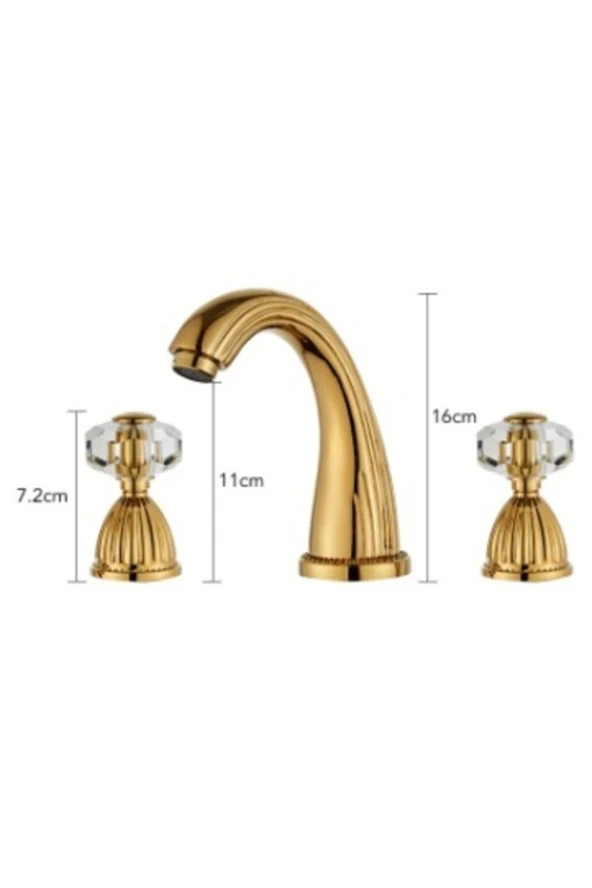 Banyo Lavabo Bataryası Ankastre Altın Dore 3'lü Set Yeni 5 Yıl Garantili - Resim 2