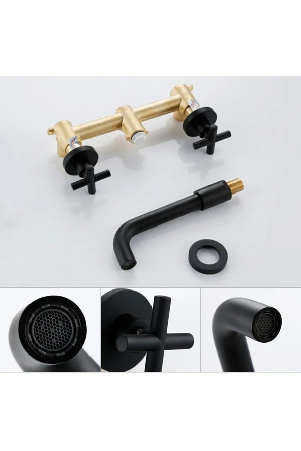 Banyo Lavabo Bataryası Ankastre Siyah 3'lü Set Yeni 5yıl Garantili Sıva Altı Dahil - Resim 3