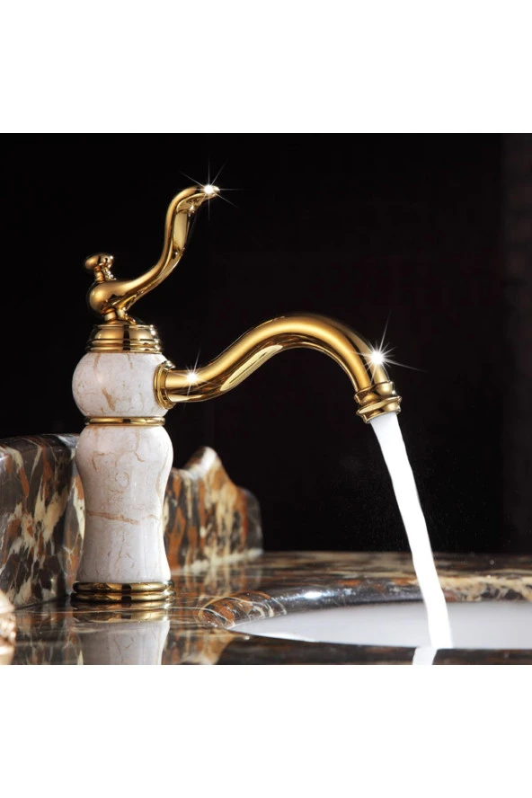 Banyo Lavabo Bataryası Altın Dore Mermerli Tasarım Yeni Model 5 Yıl Garantili - Resim 4