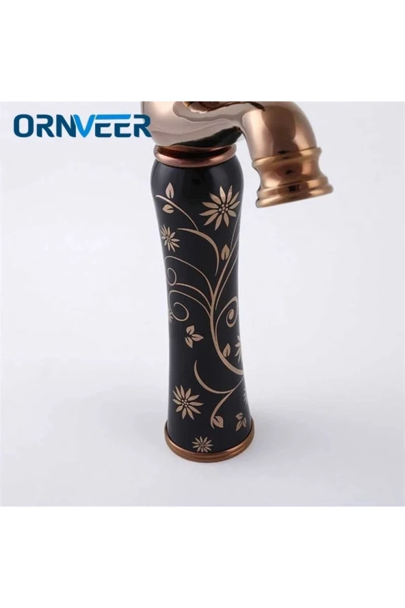 Banyo Çanak Lavabo Bataryası Rose/siyah Desenli Renk 5 Yıl Garantili - 3
