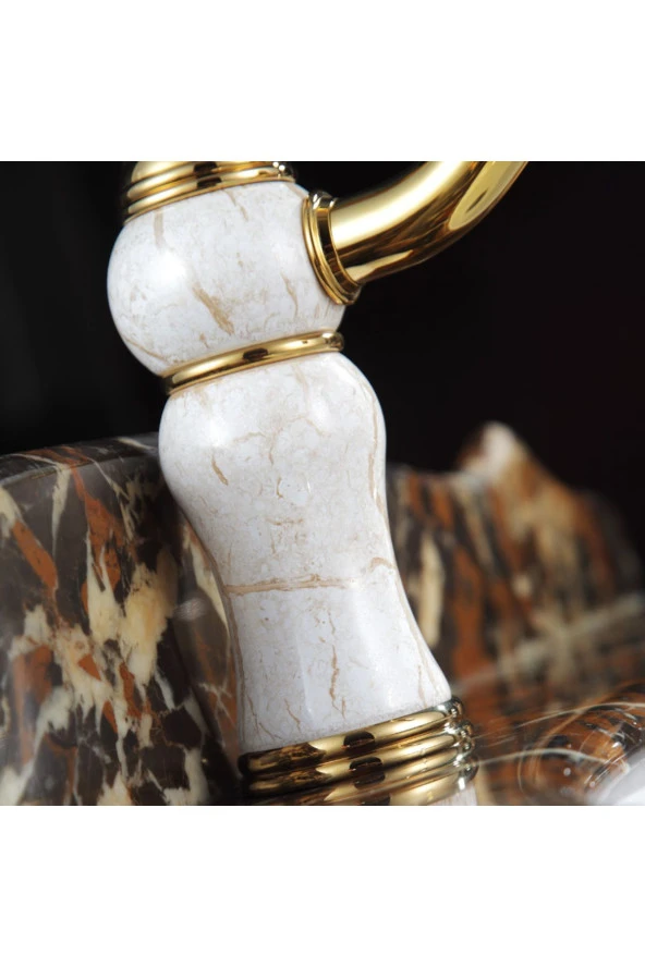 Banyo Lavabo Bataryası Altın Dore Mermerli Tasarım Yeni Model 5 Yıl Garantili - Resim 5