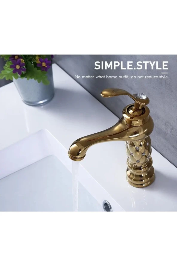 Banyo Lavabo Bataryası Altın Dore Taşlı Yeni Model Ithal 7 Yıl Garantili - 2