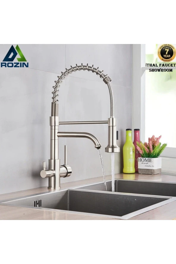 Mutfak Evye Bataryası Dual Flow Su Arıtma Çıkışlı Spiralli Ve Fiskiyeli 7 Yıl Garanti Ithal NİKEL ürün görseli