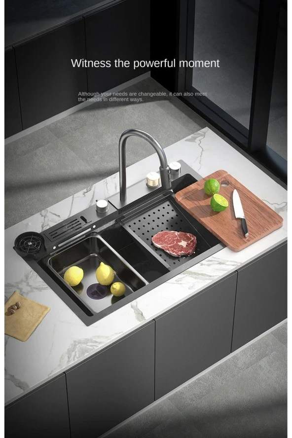 Akıllı Eviye Seti Ve Bataryası Antrasit Çelik 7 Fonksiyon Full 7 Yıl Garanti Ithal Fiskiyeden Arıtma - Resim 6