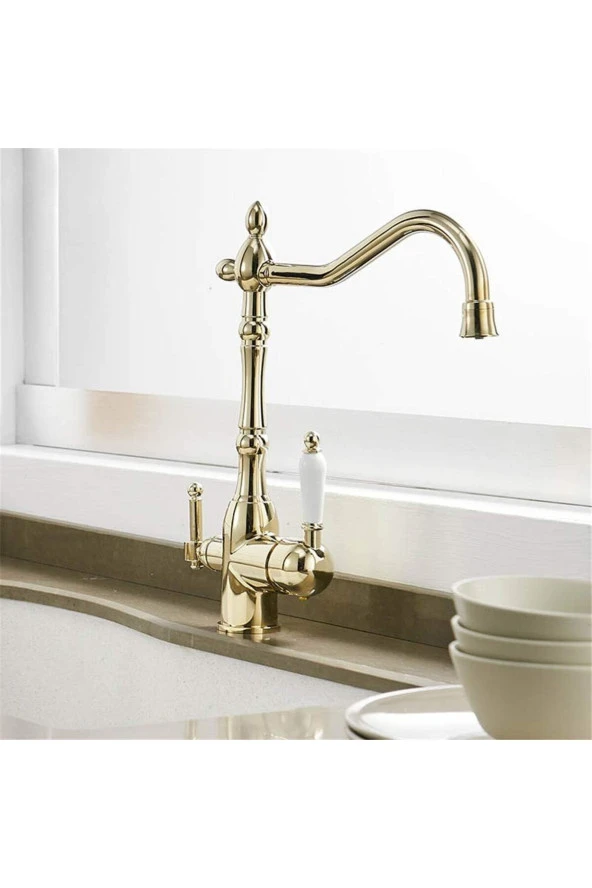 Mutfak Evye Bataryası Dual Flow Su Arıtma Çıkışlı Bide Fiskiyeli Altın Dore 7 Yıl Garantili Ithal - Resim 4