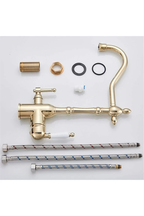 Mutfak Evye Bataryası Dual Flow Su Arıtma Çıkışlı Bide Fiskiyeli Altın Dore 7 Yıl Garantili Ithal - Resim 6