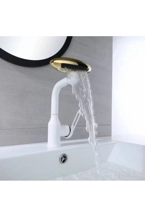 Bankyo Lavabo Mutfak Eviye Bataryası Duş Şelale 4 Fonksiyonlu Ithal 7 Yıl Garantili Beyaz/gold - 2
