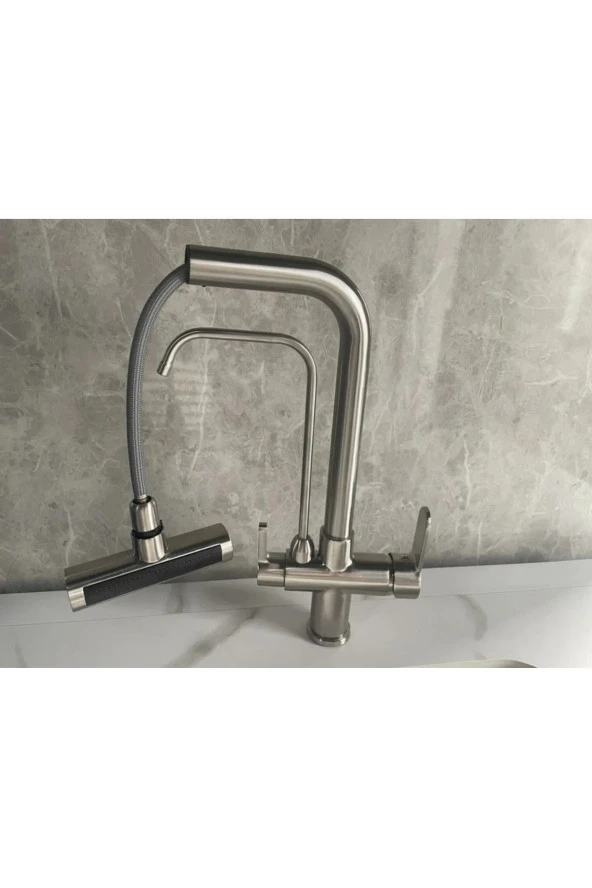 MUTFAK EVİYE BATARYASI ARITMA ÇIKIŞLI SIVI SABUNLUK DUŞ ŞELALE 4 FONKSİYON NİKEL İTHAL 7 YIL GARANTİ - Resim 2