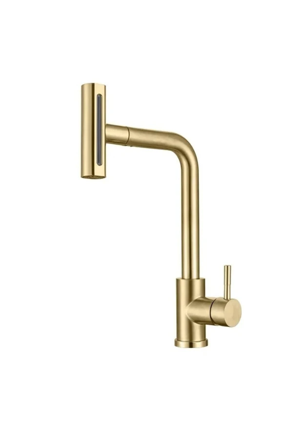 Mutfak Eviye Bataryası Duş Şelale Mat Gold 3 Fonksiyonlu Spiralli Fiskiyeli Ithal 7 Yıl Garantili - Resim 5