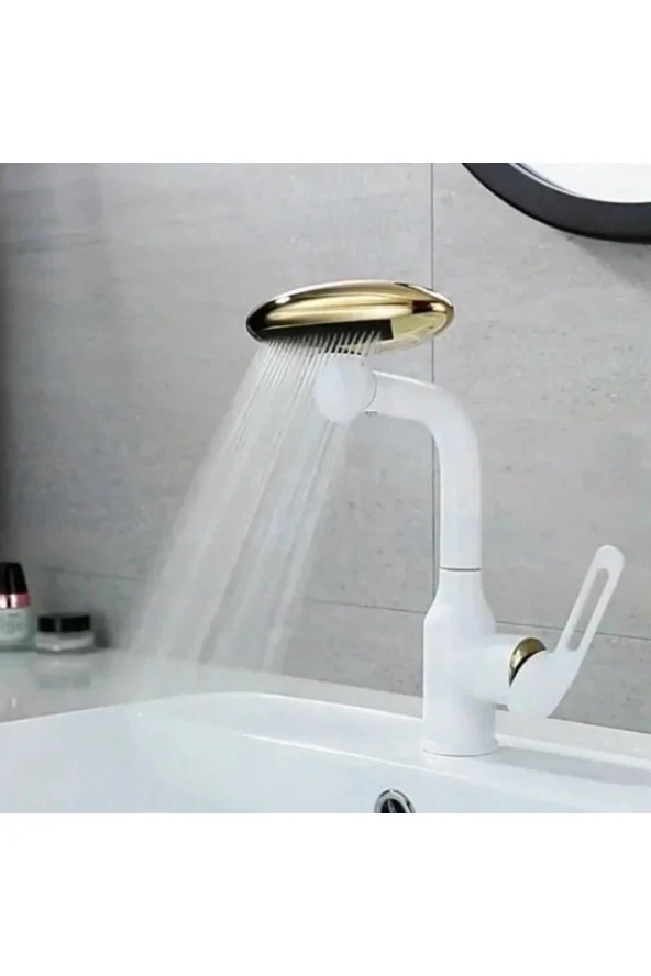 Bankyo Lavabo Mutfak Eviye Bataryası Duş Şelale 4 Fonksiyonlu Ithal 7 Yıl Garantili Beyaz/gold - 4