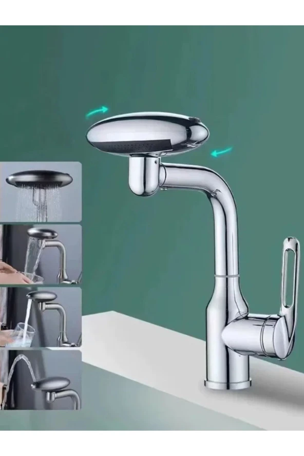 Bankyo Lavabo Mutfak Eviye Bataryası Duş Şelale Krom 4 Fonksiyonlu Ithal 7 Yıl Garantili - Resim 6