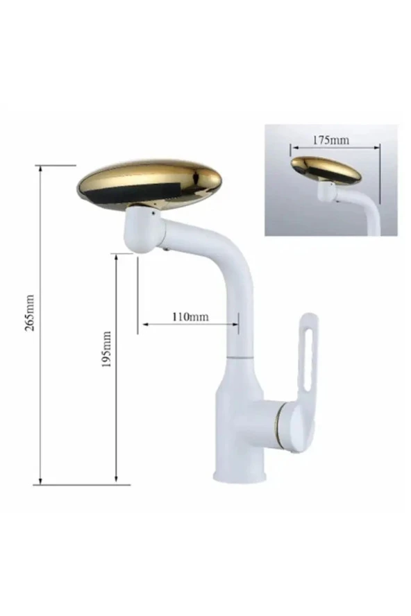 Bankyo Lavabo Mutfak Eviye Bataryası Duş Şelale 4 Fonksiyonlu Ithal 7 Yıl Garantili Beyaz/gold - 6
