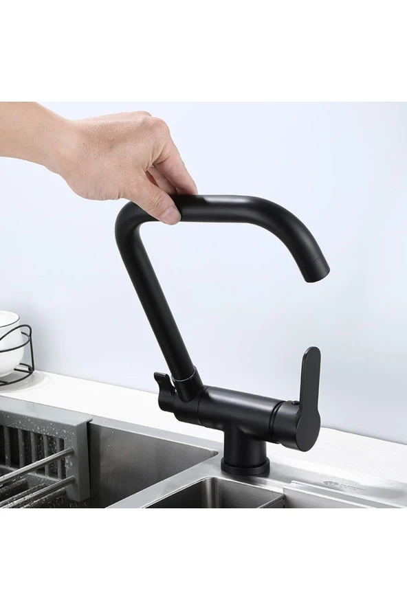 Mutfak Pencere Önü Katlanır Evye Bataryası Su Arıtma Çıkışlı Mat Siyah Yeni 7 Yıl Garantili Ithal - Resim 4