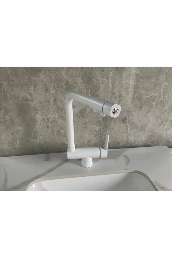 Mutfak Evye Bataryası Dual Flow Su Arıtma Çıkışlı Yeni Tasarım Mat Beyaz Katlanır 7 Yıl Garantili - Resim 3