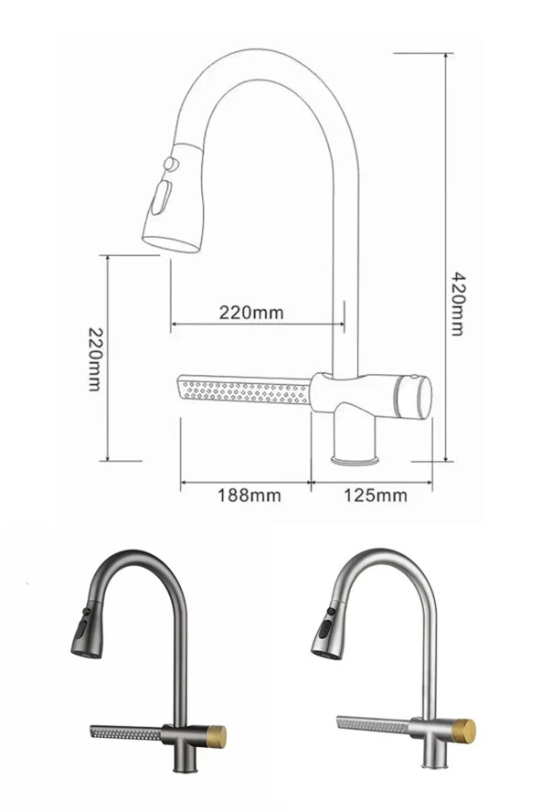 Mutfak Evye Bataryası Şelaleli Yeni Tasarım Dijital Led Fiskiyeli Antrasit Gri 7 Yıl Garantili - Resim 5