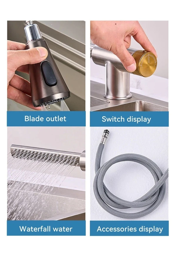 Mutfak Evye Bataryası Şelaleli Yeni Tasarım Dijital Led Fiskiyeli Antrasit Gri 7 Yıl Garantili - Resim 6