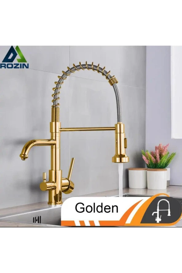Mutfak Evye Bataryası Dual Flow Su Arıtma Gold Spiralli Fiskiyeli 7 Yıl Garantili İthal ürün görseli