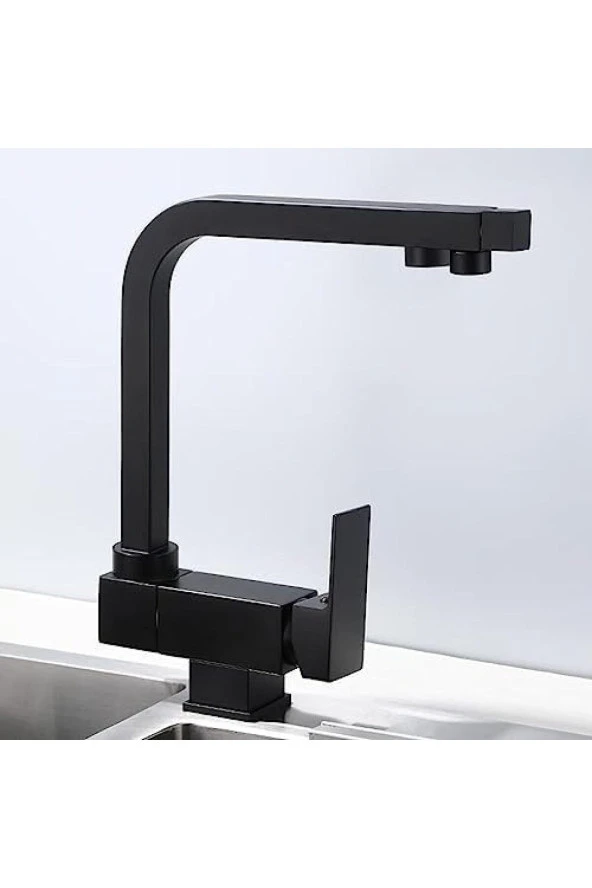 Mutfak Pencere Önü Katlanır Evye Bataryası Su Arıtma Çıkışlı Yeni Mat Siyah 7 Yıl Garantili - Resim 2