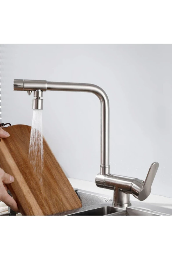 Mutfak Pencere Önü Katlanır Evye Bataryası Su Arıtma Çıkışlı Yeni Mat Krom 7 Yıl Ithal Garantili - Resim 4