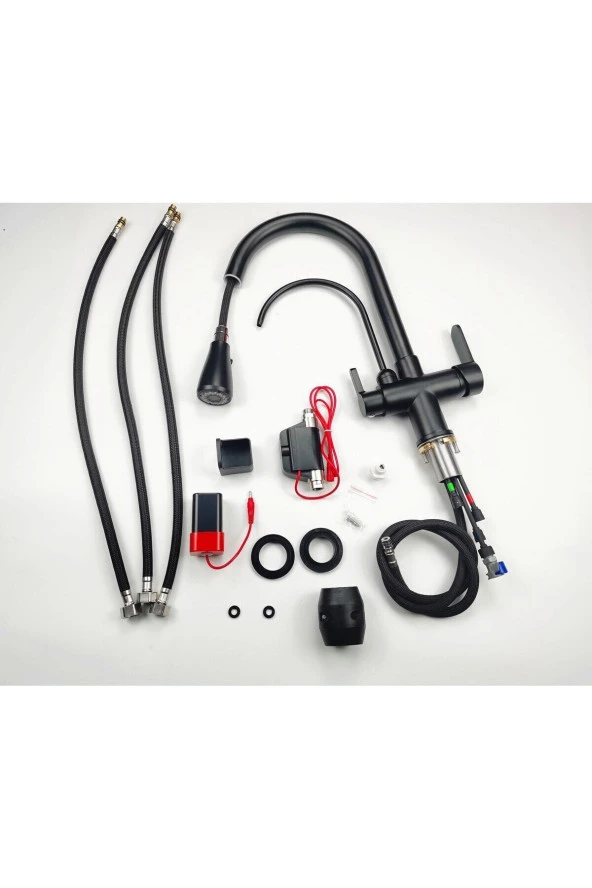 MUTFAK EVYE BATARYASI DUAL FLOW SU ARITMA ÇIKIŞLI DOKUNMATİK SMART FİSKİYE YENİ MAT SİYAH - 5