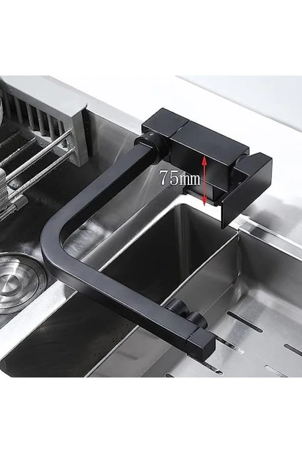 Mutfak Pencere Önü Katlanır Evye Bataryası Su Arıtma Çıkışlı Yeni Mat Siyah 7 Yıl Garantili - Resim 3