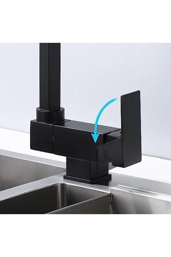 Mutfak Pencere Önü Katlanır Evye Bataryası Su Arıtma Çıkışlı Yeni Mat Siyah 7 Yıl Garantili - Resim 4