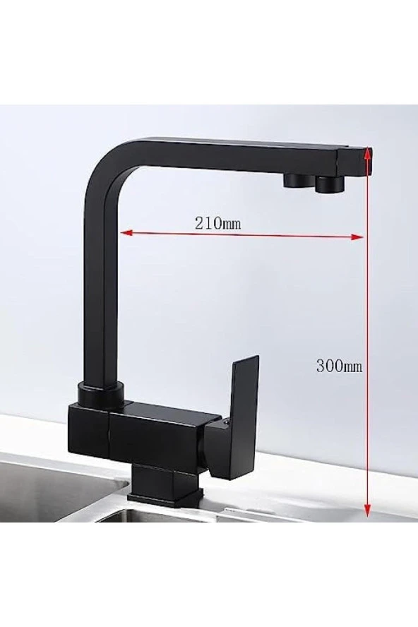 Mutfak Pencere Önü Katlanır Evye Bataryası Su Arıtma Çıkışlı Yeni Mat Siyah 7 Yıl Garantili - Resim 6