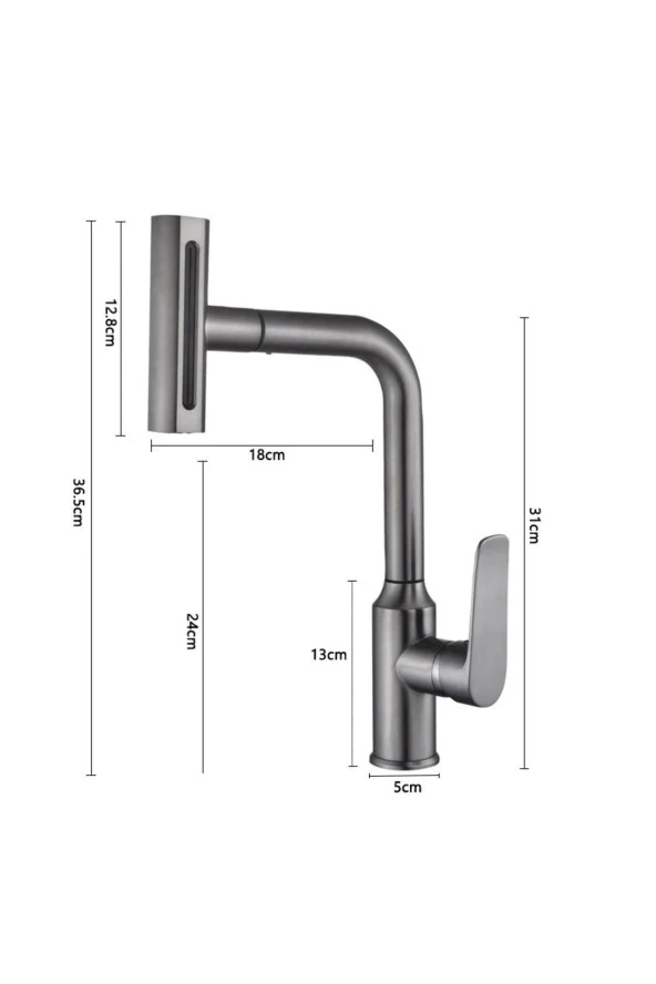 Mutfak Eviye Bataryası Duş Şelale 4 Fonksiyonlu Fiskiyeli Spiralli Fiskiyeli Thal 7 Yıl Garantili - Resim 5