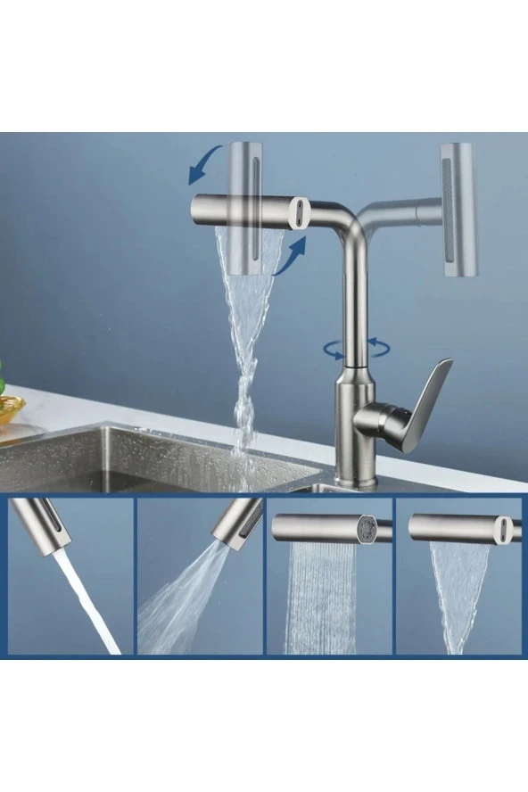 Mutfak Eviye Bataryası Duş Şelale 4 Fonksiyonlu Fiskiyeli Spiralli Fiskiyeli Thal 7 Yıl Garantili - Resim 6