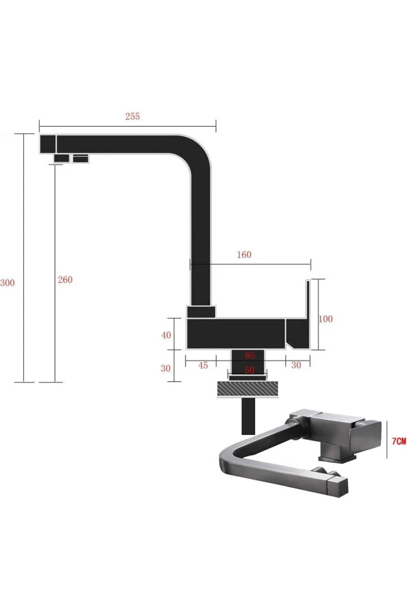 Mutfak Pencere Önü Katlanır Evye Bataryası Su Arıtma Çıkışlı Yeni Mat Krom Nikel 7 Yıl Garantili - Resim 5