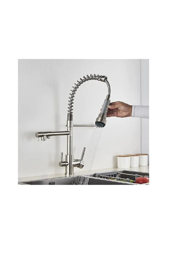 Mutfak Evye Bataryası Dual Flow Su Arıtma Çıkışlı Spiralli Ve Fiskiyeli 7 Yıl Garantili Ithal Nikel. - Resim 2