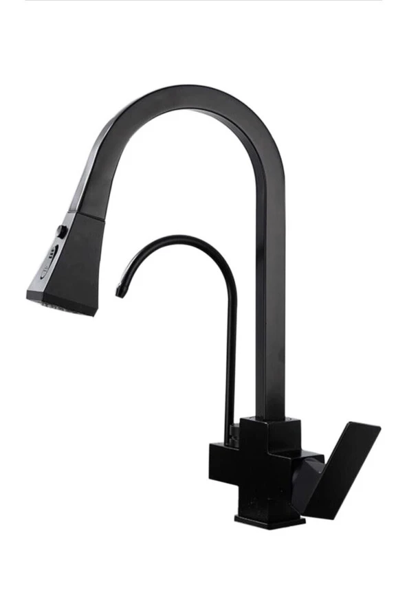 Mutfak Evye Bataryası Dual Flow Su Arıtma Çıkışlı Bas Çek Yeni Mat Siyah 7 Yıl Garantili Ithal ürün görseli