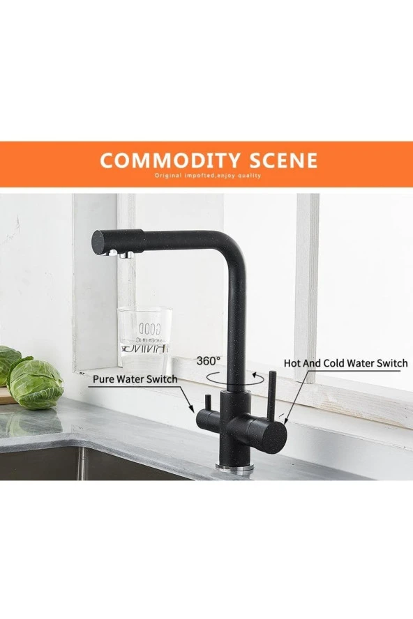 Mutfak Evye Bataryası Dual Flow Tasarım Granit Siyah Yeni 7 Yıl Garantili Ithal - Resim 2